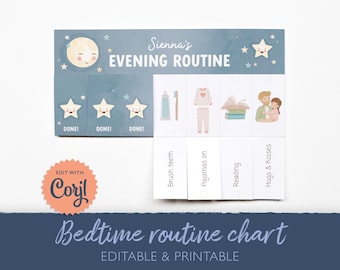 Editable Evening Routine Chart: Toddler Visual Schedule (Digital Download)