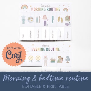 Editable Morning & Evening Routine Chart, Planning Toddler Bedtime Routine, Daily Visual Schedule, Chore Chart For Kids, Montessori, DIGITAL