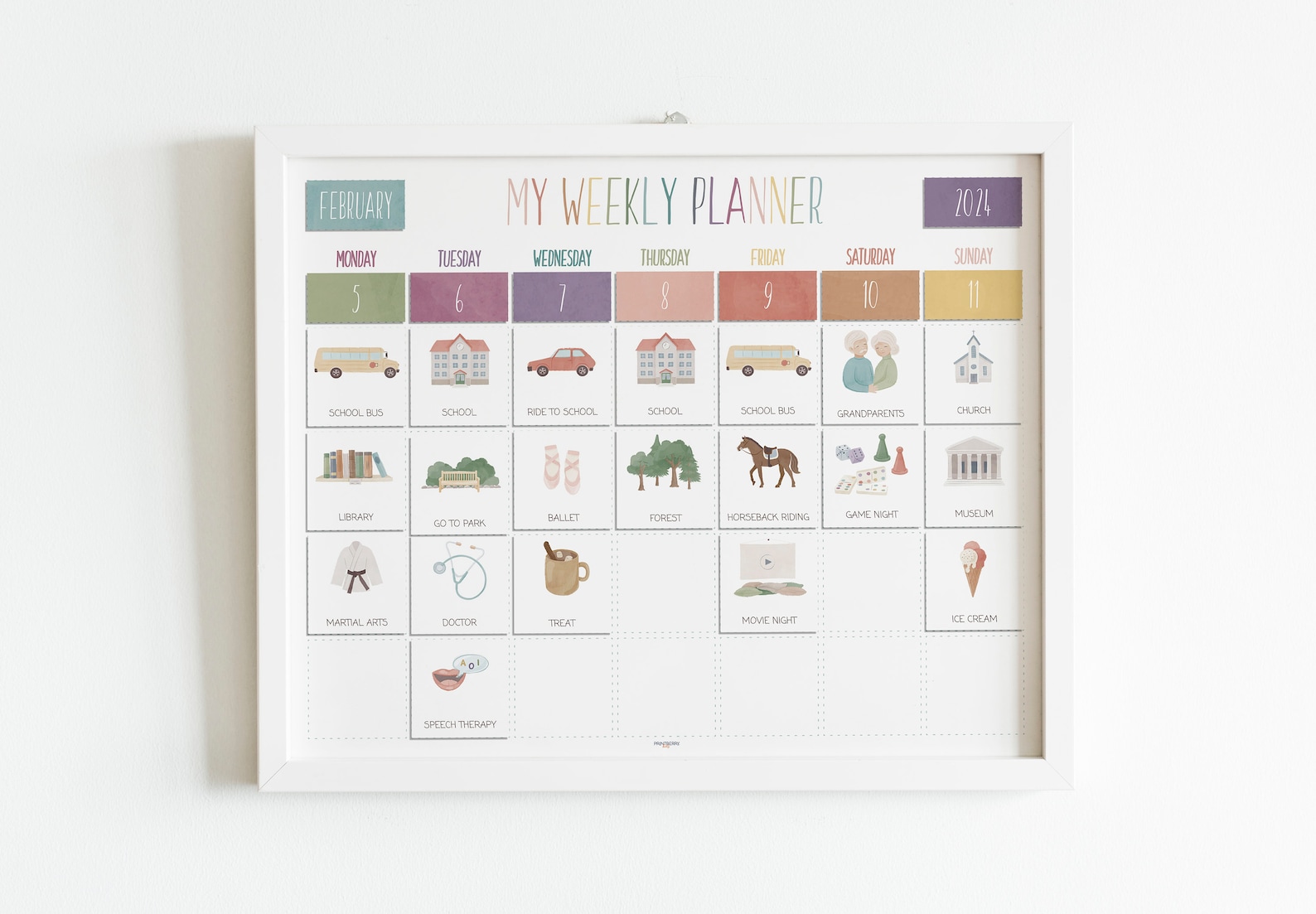 Editable Weekly Planner With Cards Weekly Visual Schedule - Etsy