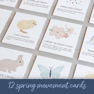 Frühling Bewegungskarten für Kinder, Gross Motor Memorykarten, Montessori Aktionskarten, Kreiszeit, Spiel im Freien, Osterkorb Stuffer, DIGITAL