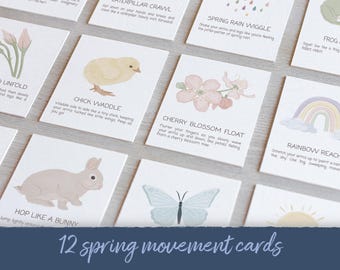 Spring Movement Cards for Kids: Montessori Flashcards (Digital Download)