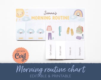 Editable Kids Morning Routine Chart: Visual Schedule (Digital Download)