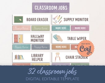 Affichage modifiable des tâches en classe : 32 cartes de tâches visuelles (téléchargement numérique)