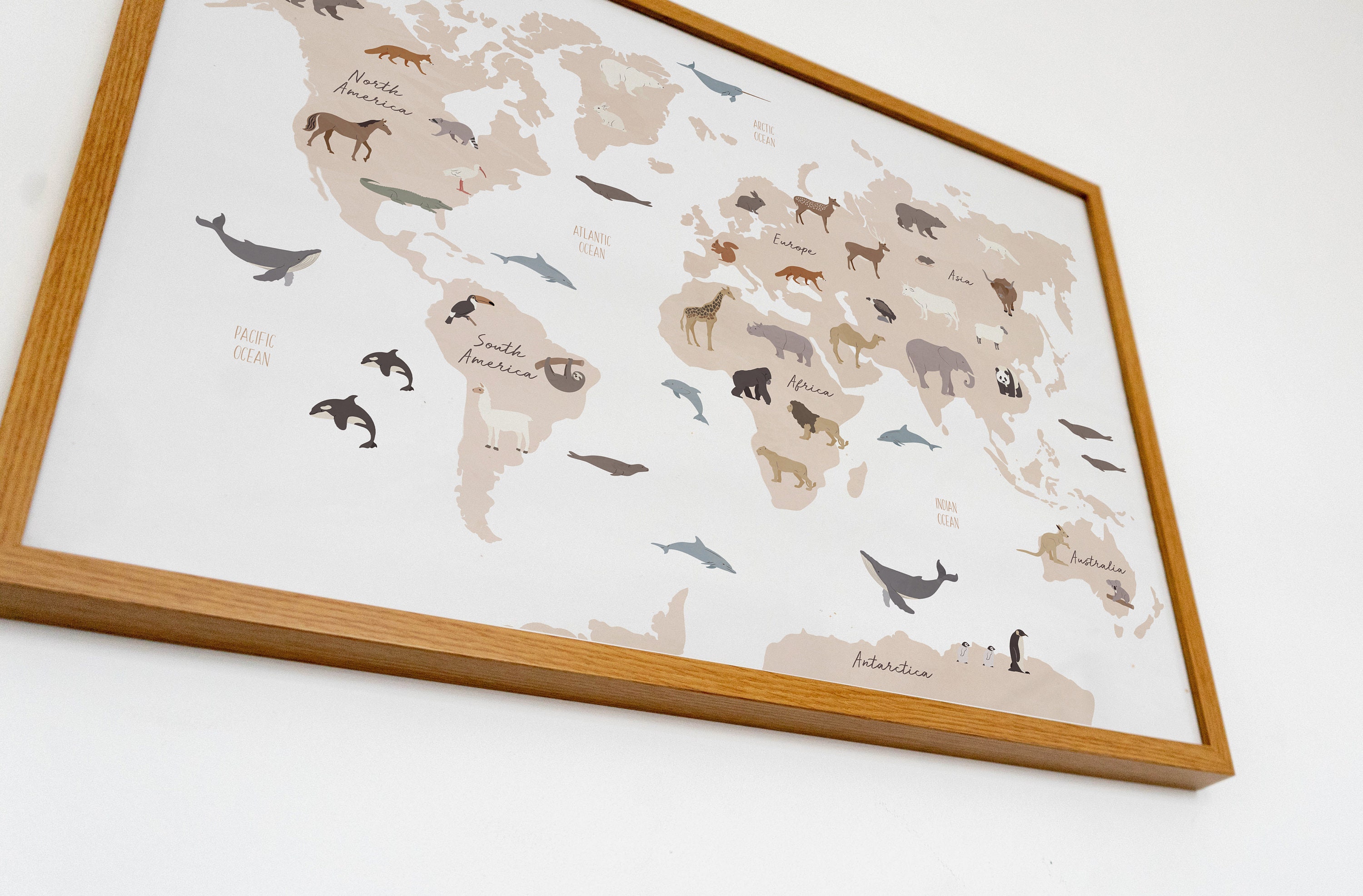 Animal World Map World Map Poster World Map Animals Safari | Etsy