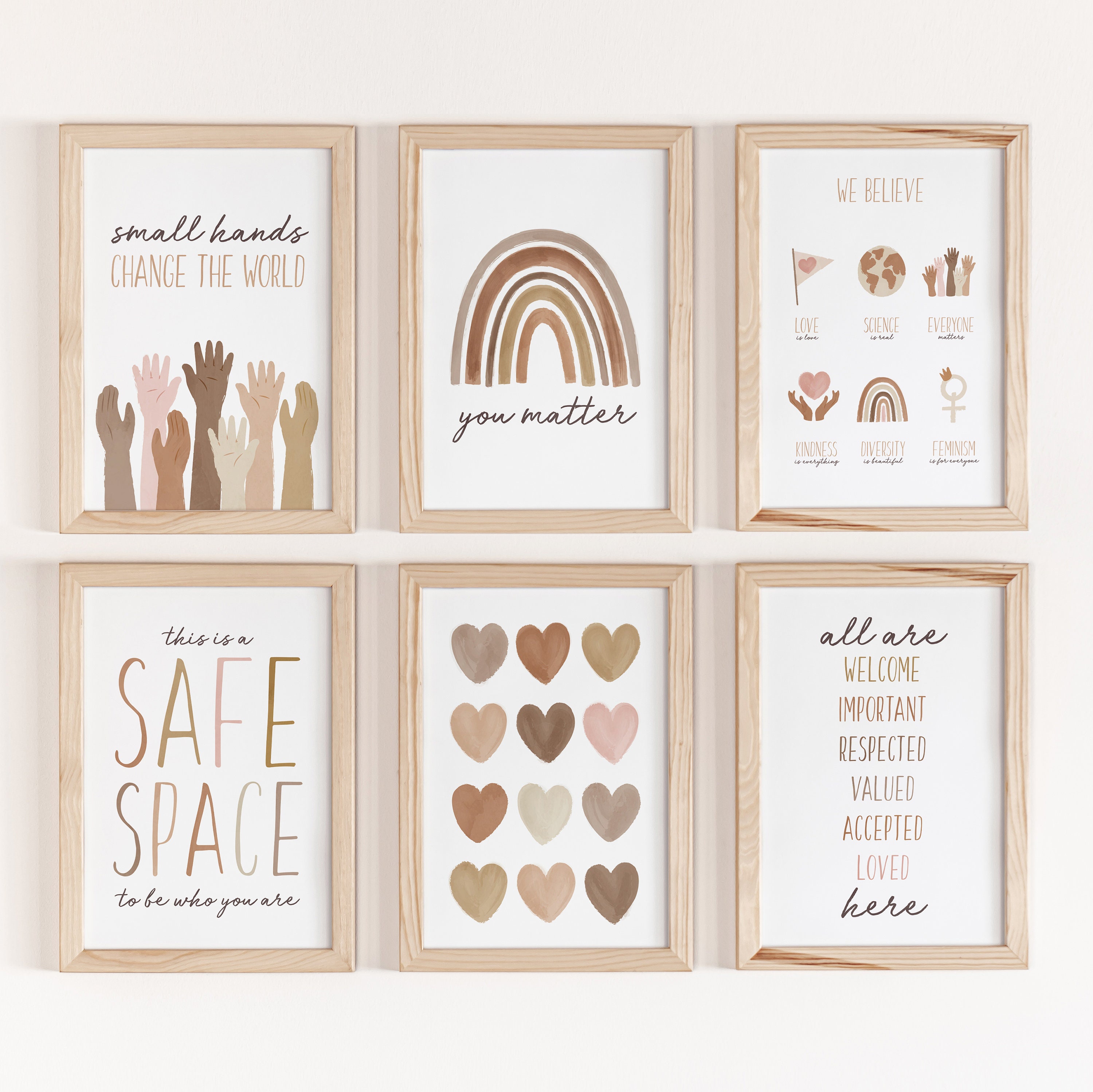 Inclusive Classroom Art Set of 6, Diversity Posters, Gallery Wall Set…