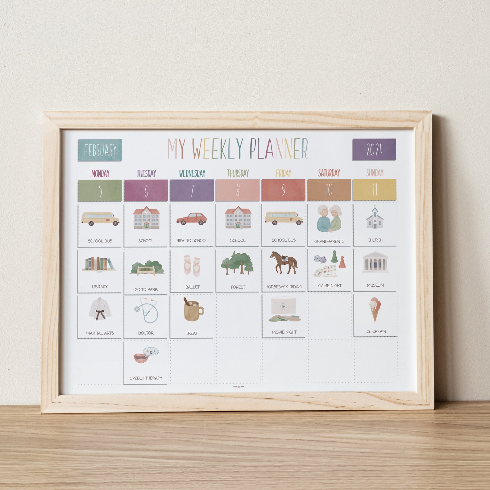 Editable Weekly Planner With Cards Weekly Visual Schedule Etsy