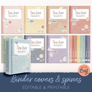 Editable Teacher Binder Covers: Pastel Classroom Decor (Corjl Downloadable Printable Spines)