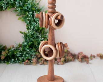 Wooden Stacking Tree - Circle Toy - Educational Toys for Toddler - Wooden Montessori Materials - Natural Friendly Wooden Stacking Toys
