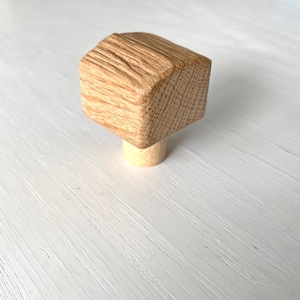 Handmade Oak Wood Knob, Rustic Cabinet Handle, Modern Furniture Pull