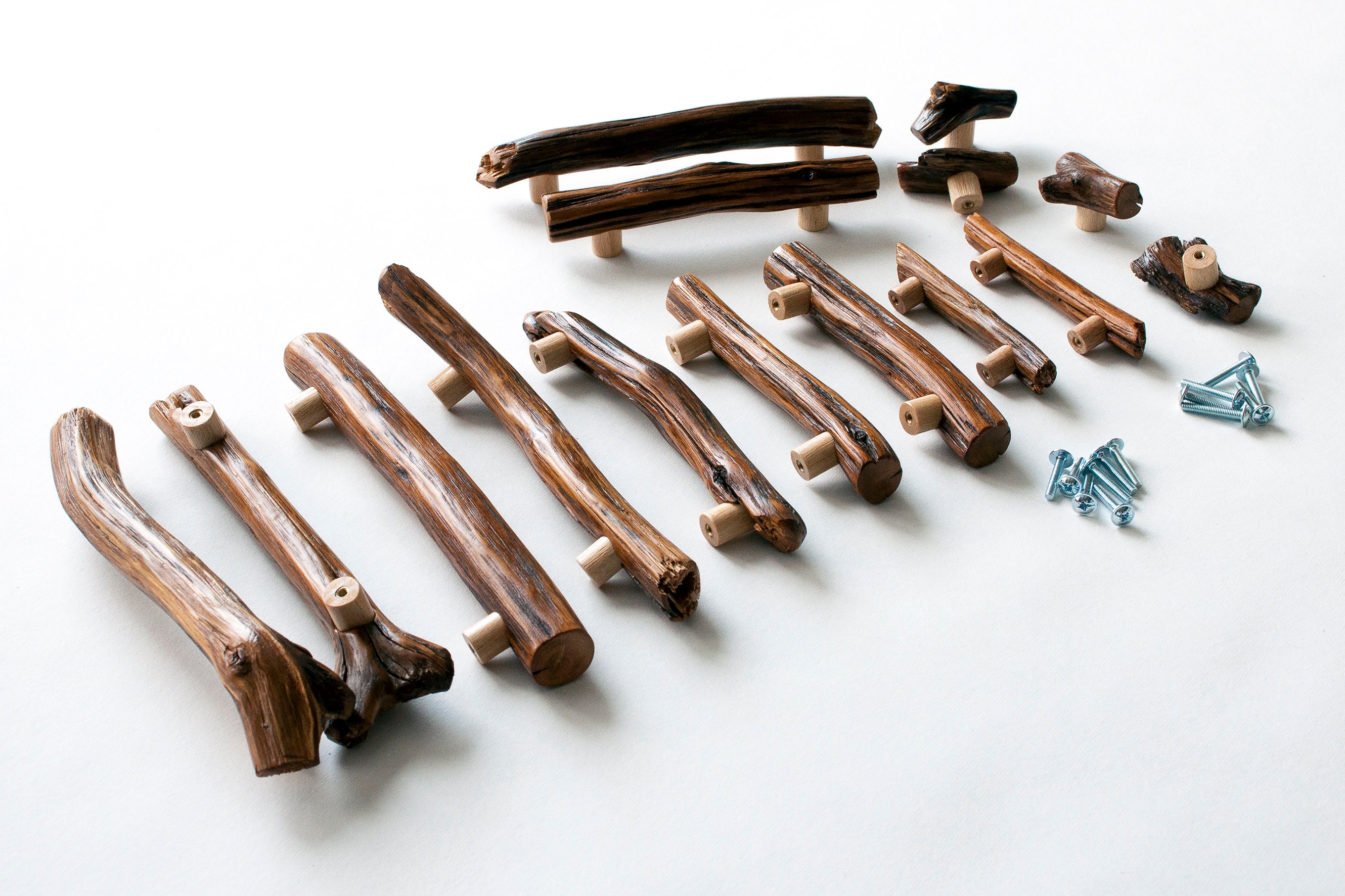 Tiradores de gabinetes de ramas de madera natural tiradores | Etsy