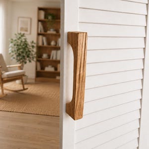 Solid Oak Door Handles, Handcrafted Wood Pulls, Unique Rustic Door Hardware