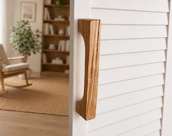 Solid Oak Door Handles, Handcrafted Wood Pulls, Unique Rustic Door Hardware