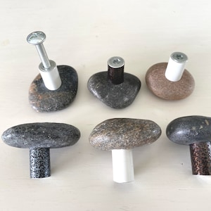 Beach stone knob, rock pulls, drawer knobs, stone cabinet handles, beach style interior, door button