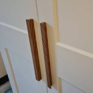 Long wooden handles, IKEA Pax, minimalist handles, Pax grips, solid wood cupboard handles, IKEA furniture