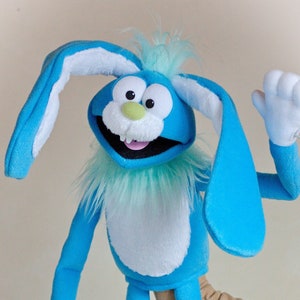 Funny Bunny Puppet Easter Blue Rabbit Professional Hand Puppet