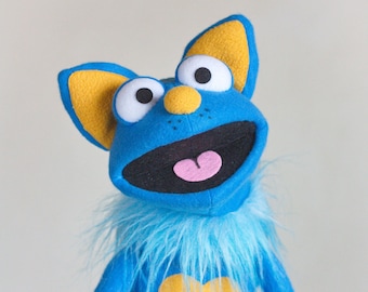 Brave Ukrainian Blue Cat Yellow and Blue Funny puppet Professional puppet