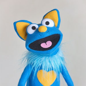 Brave Ukrainian Blue Cat Yellow and Blue Funny puppet Professional puppet