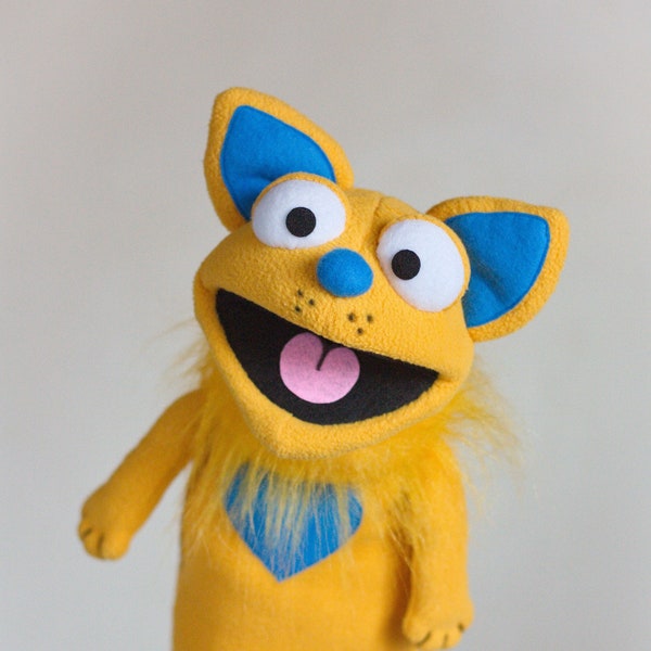 Brave Ukrainian Yellow Cat Yellow and Blue Funny puppet Professional puppet