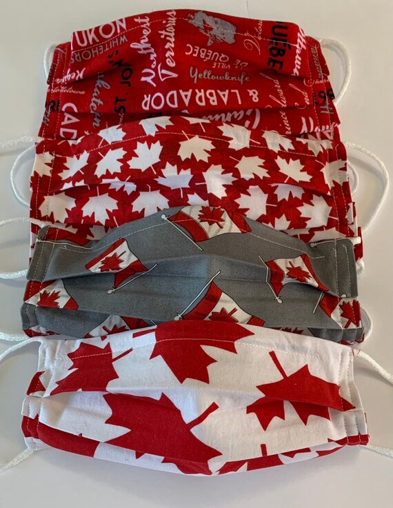 Canada Flag Face Mask Canada Face Mask Three Layer Sewn in Etsy