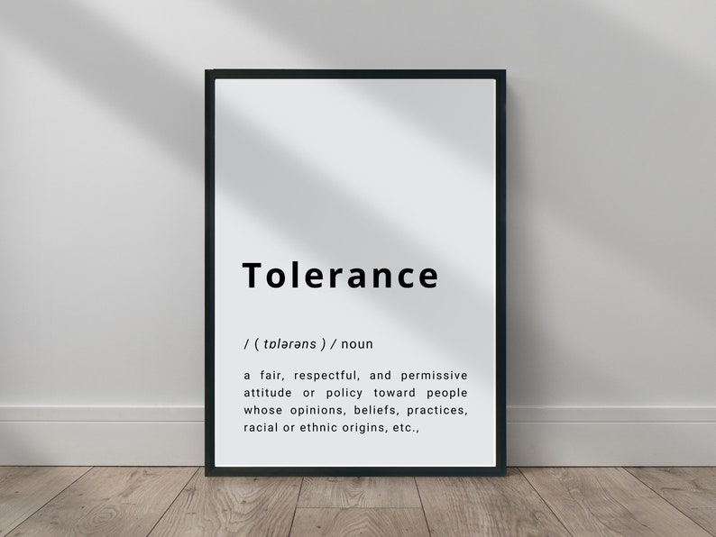 Tolerance Meaning, Definition Art, Definition Poster, Dictionary Print