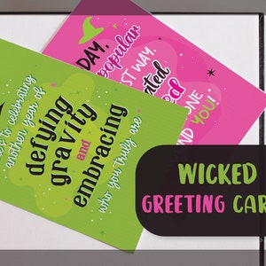 Cartes de voeux inspirées de la musique de Wicked | Cartes d'anniversaire personnalisables pour les fans de Wicked the Musical | Cartes uniques sur le thème du théâtre »