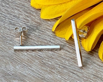 Minimalist Sterling Silver Bar Earrings: Contemporary Everyday Jewellery