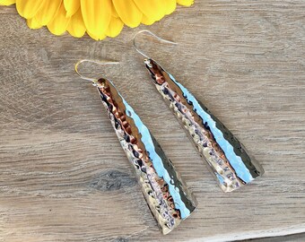 Handmade Hammered Sterling Silver Statement Earrings - UK Silversmith