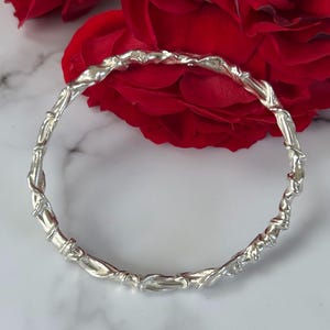 935 Argentium Silver Fused Wire Bangle, Organic Silver Bangle, Hallmarked Silver Bangle - small