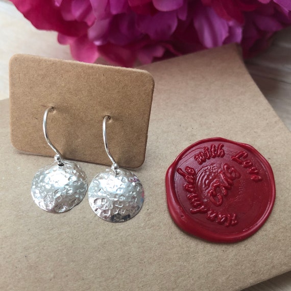 Wax Seal Disc Earring in Silver Wax Seal Disc Earring in Silver