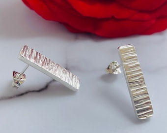Silver Bar Earrings, Silver Line Earrings, Minimalist Earrings, Contemporary Silver Earrings, Birthday Gift, Silver Anniversary Gift