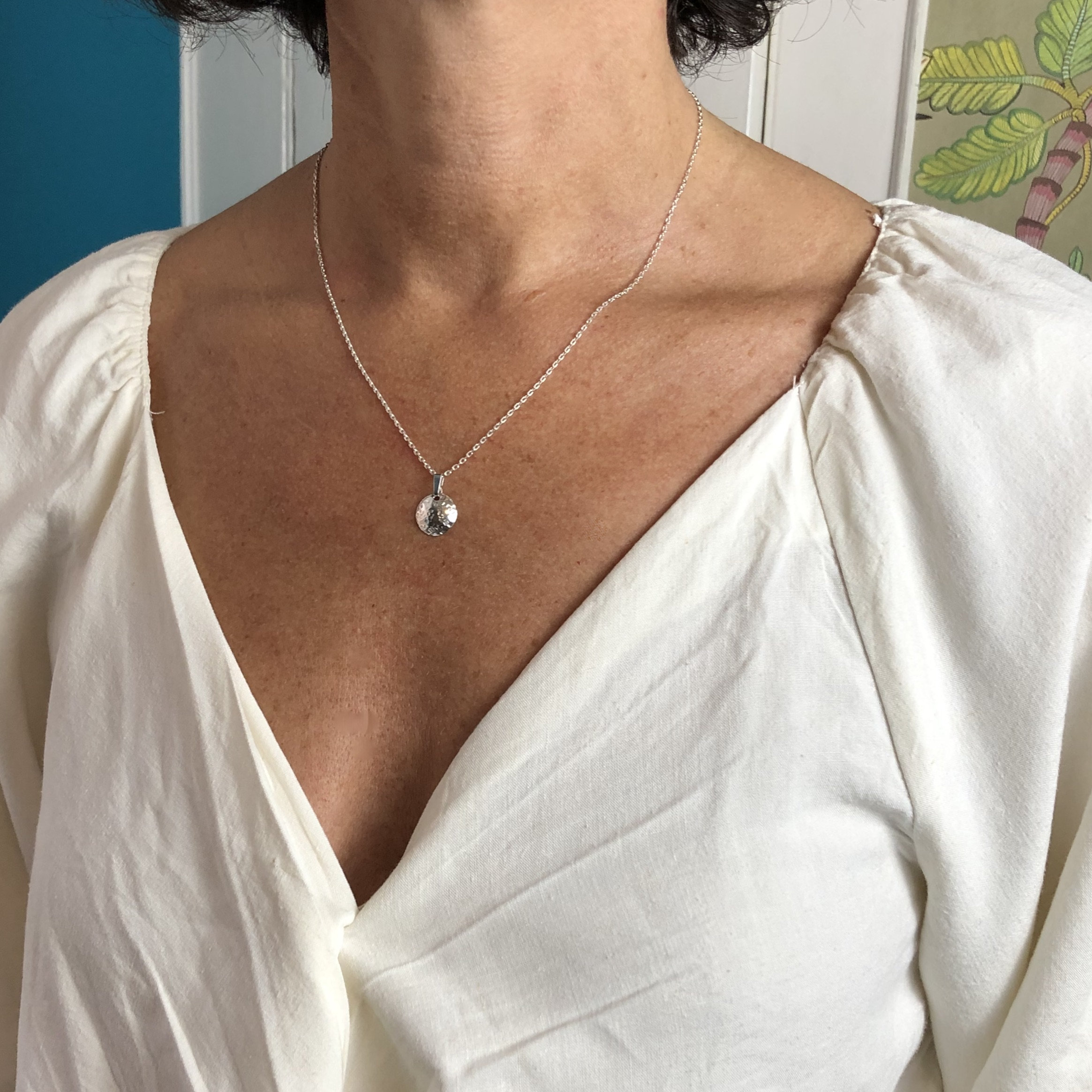 Dainty Circle Silver Necklace Small Round Silver Necklace Etsy.de