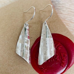 Edgy Silver Dangly Earrings UK, Contrast Textured Silver Earrings, Minimalist Silver Dangly Earrings, Silver Dangly Earrings UK