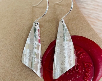 Edgy Silver Dangly Earrings UK, Contrast Textured Silver Earrings, Minimalist Silver Dangly Earrings, Silver Dangly Earrings UK