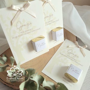 Segnaposto albero della vita con cioccolatino cremino personalizzato e frase di ringraziamento * Prima Comunione Cresima