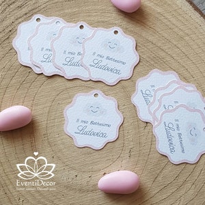 Targhette, etichette, tag nuvoletta, nascita/Battesimo rosa, nuvola rosa