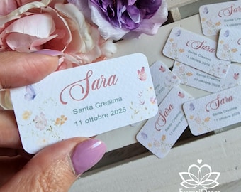 Tags, tags, favors for Confirmation/Communion with flowers and butterflies