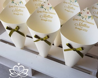 Coni Portaconfetti Per Matrimoni - 50 Pezzi In Carta Bianca 15x15 Cm, Per Riso, Caramelle E Coriandoli - Foto 10