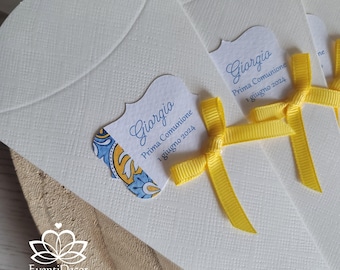 Resealable personalized majolica cones for First Communion/Wedding favors