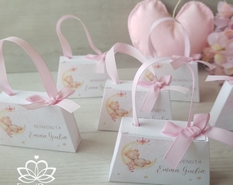 Baby girl's birth baptism favor bag * pink confetti