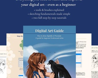 Digital Art Guide for Procreate - 26 pages, step-by-step instructions for beginners, exercises & linked video tutorials