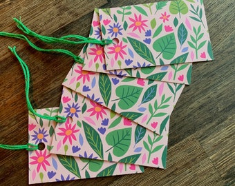Set of 5 gift tags - cut out floral design