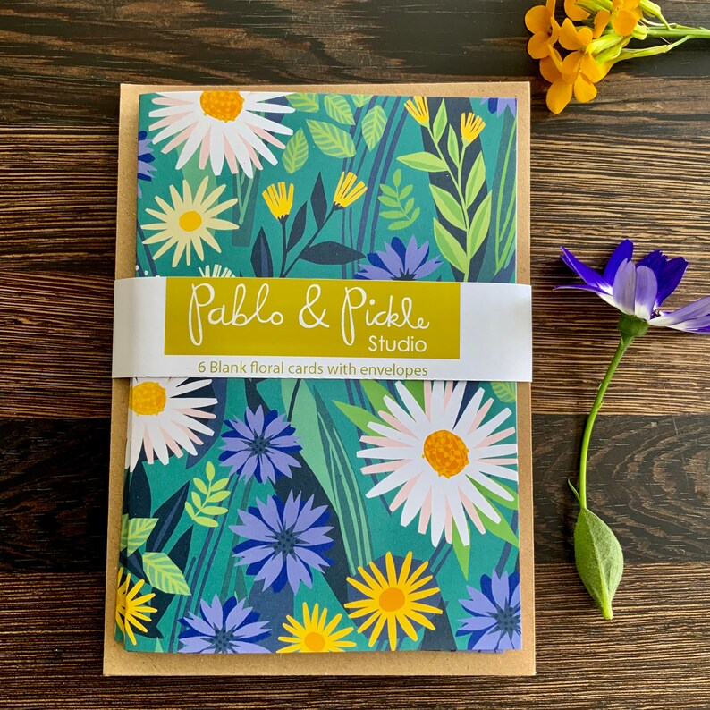 Summer Flowers Card Pack 6 Blank Cards Printed on Recycled - Etsy