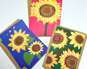 Sunflowers postcard set - 6 A6 postcards with envelopes - profits for the Red Cross