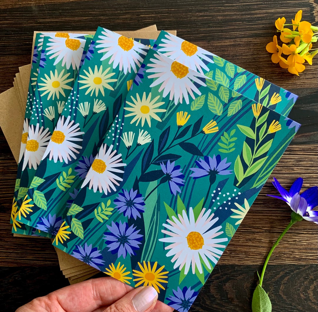 Summer Flowers Card Pack - 6 Blank Cards - Printed on Recycled Card - Etsy