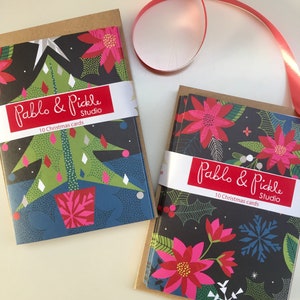 Lot de 10 cartes de Noël, sapin de Noël et feuillage, imprimés sur du carton recyclé