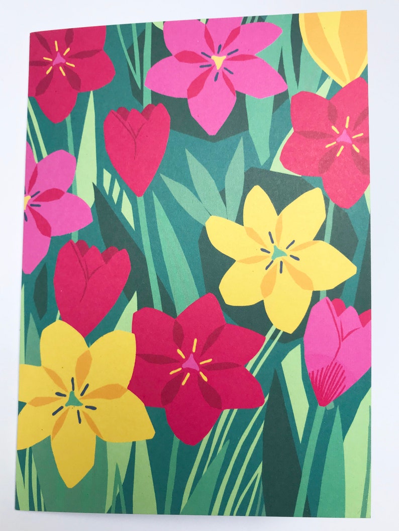 Spring floral card pack 6 cards printed on recycled card image 2