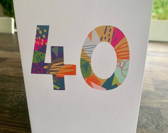 40 card - Happy 40th Birthday A6 recycled card with Kraft envelope