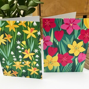 Lot de 6 cartes florales printanières imprimées sur du carton recyclé