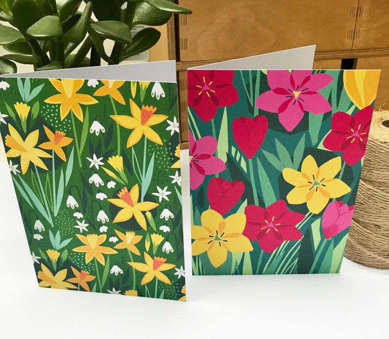 Spring floral card pack 6 cards printed on recycled card image 5