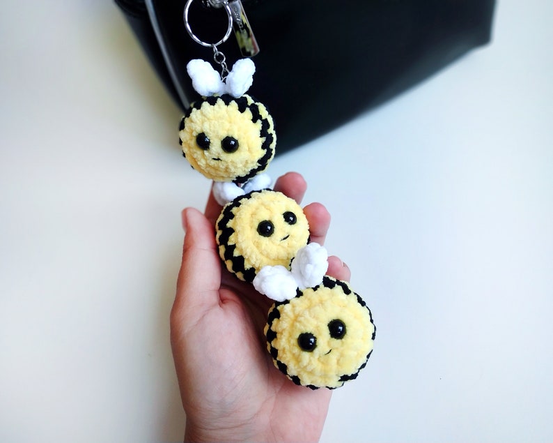 Crochet Bees Keychain PATTERN Easy Plush Bumble Bee Amigurumi Etsy